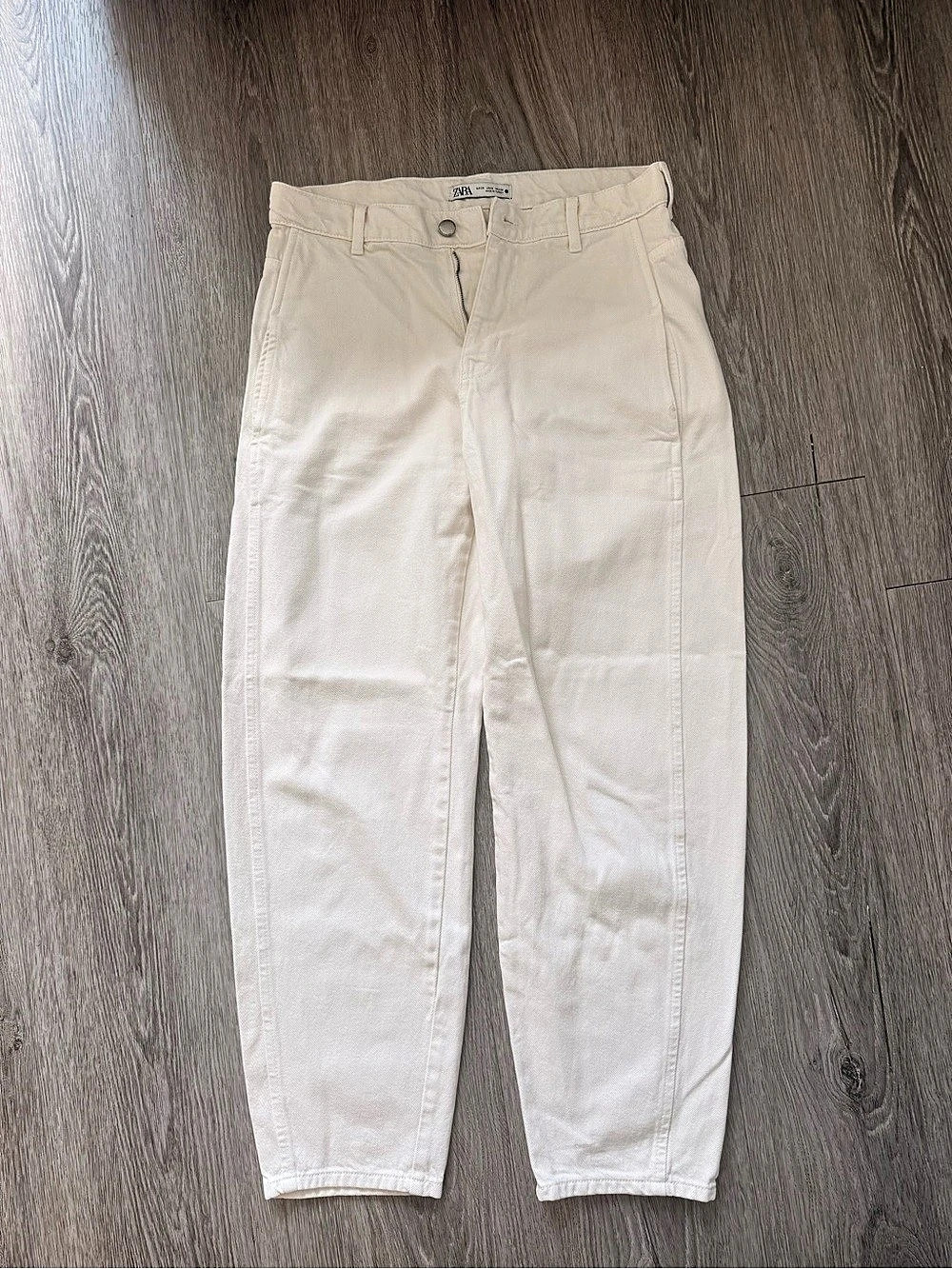 Zara Women's Cream Utility Trousers Size Medium Like New - baggy style